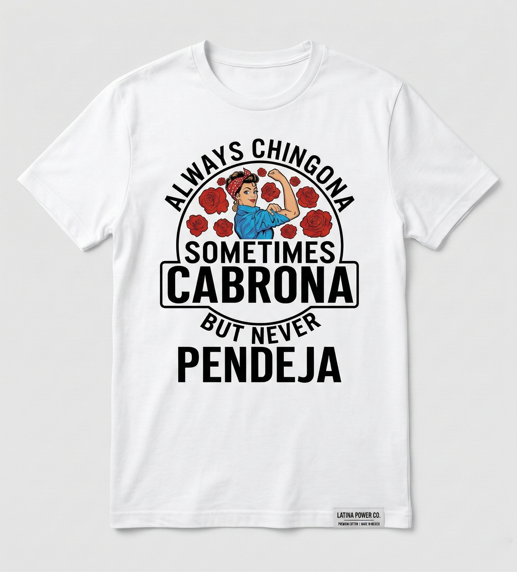 Empowering Latina T-Shirt - 'Always Chingona, Sometimes Cabrona, But Never Pendeja Top Womenswear