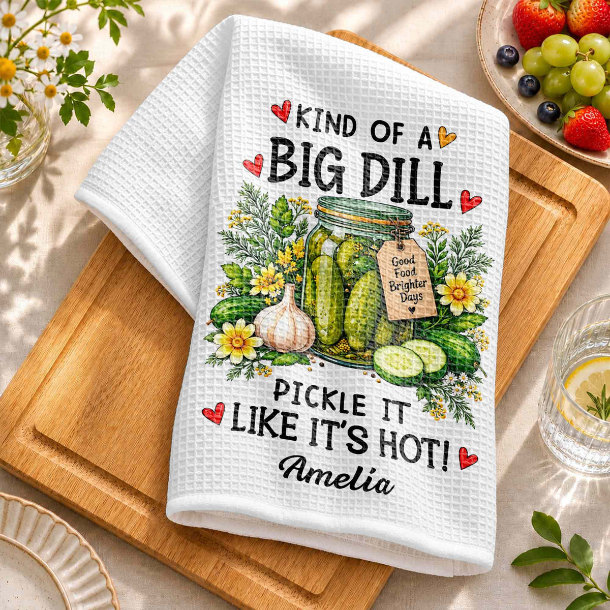 Kind Of A Big Dill, Personalized Kitchen Towel, Gift For Pickle Lovers - 5