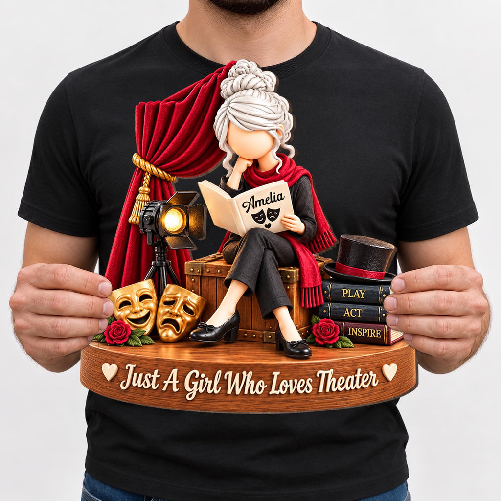 Just A Girl Who Loves Theater, Wood Sign, Gift For Theater Lovers - 3