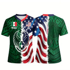 Mexico Green Tribal & US Stars Stripes Jersey – Dual Eagle Heritage Sports Shirt