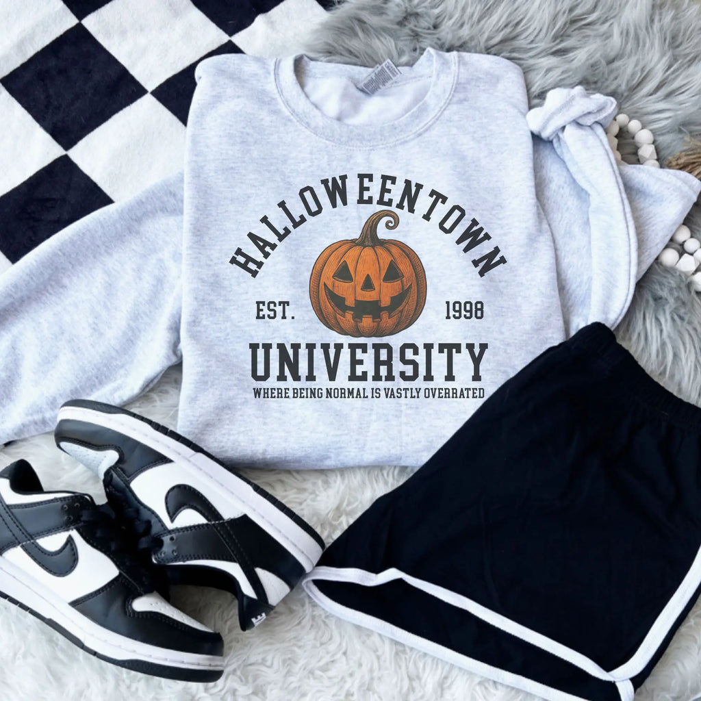 Halloween Town University Pumpkin Sweatshirt – Ash Grey Heavy Cotton Pullover