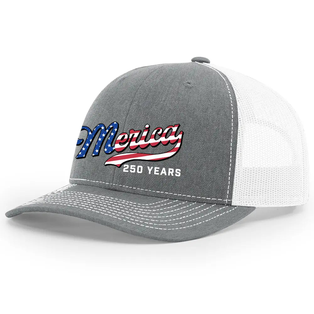 USA 250th Anniversary Patriotic Embroidered Mesh Trucker Hat