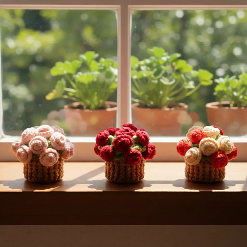 Handmade Crochet Flower Bouquet Coaster – Decorative Gift for Mom & Grandma