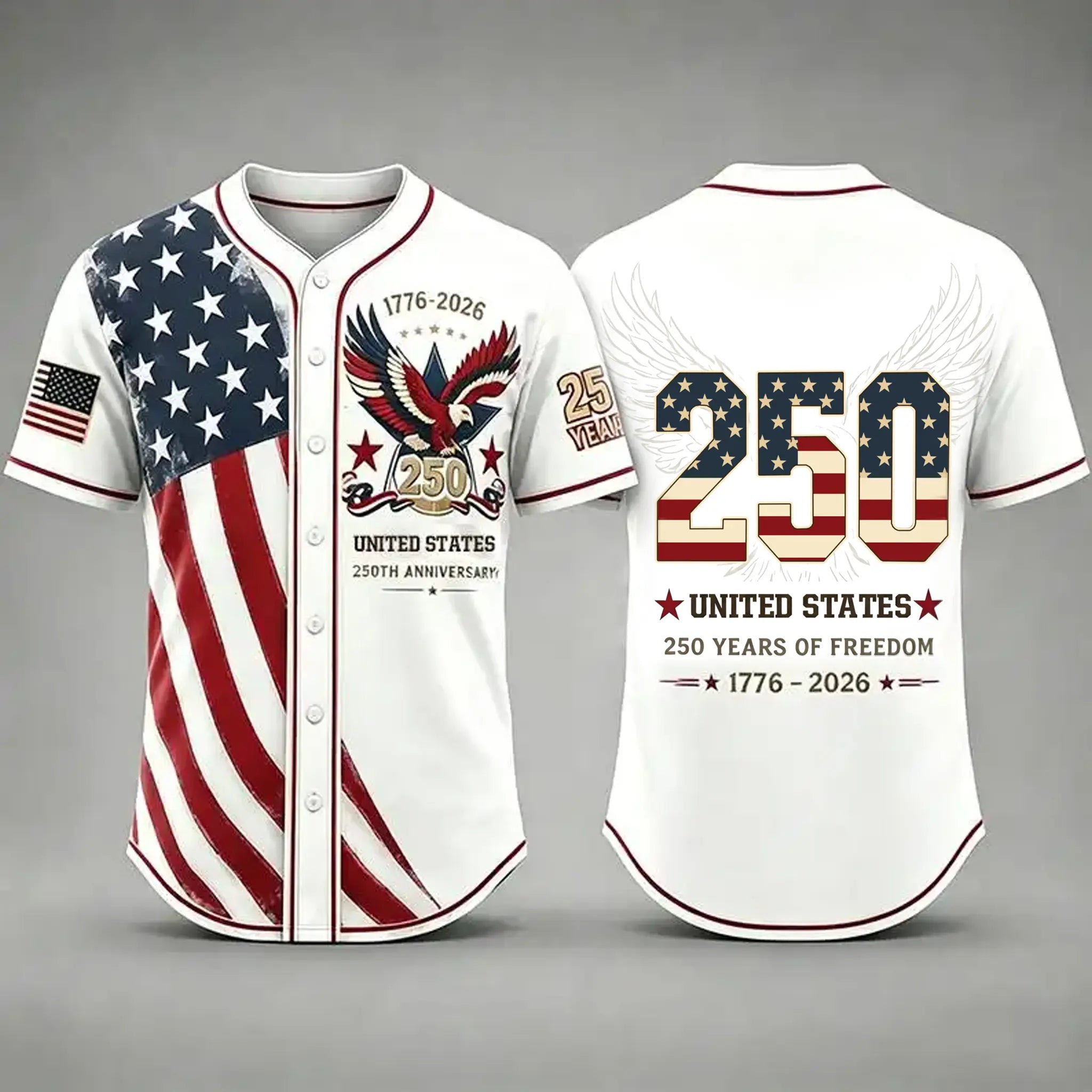 USA 250th Anniversary "1776-2026" Patriotic Baseball Jersey