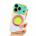 Dopamine Colorblock Glossy Magnetic Case for iPhone 17 Pro Max – 360° Rotating Ring Stand & MagSafe Cover