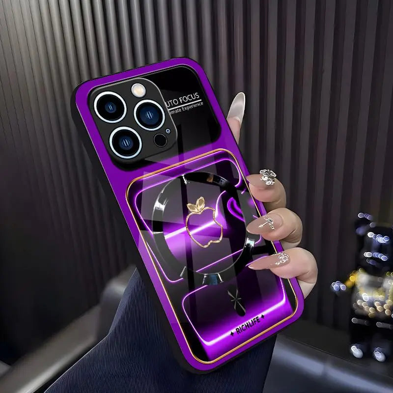 Luxury Neon Glow MagSafe Case - Neon-Contoured Tempered Glass Lens Cover