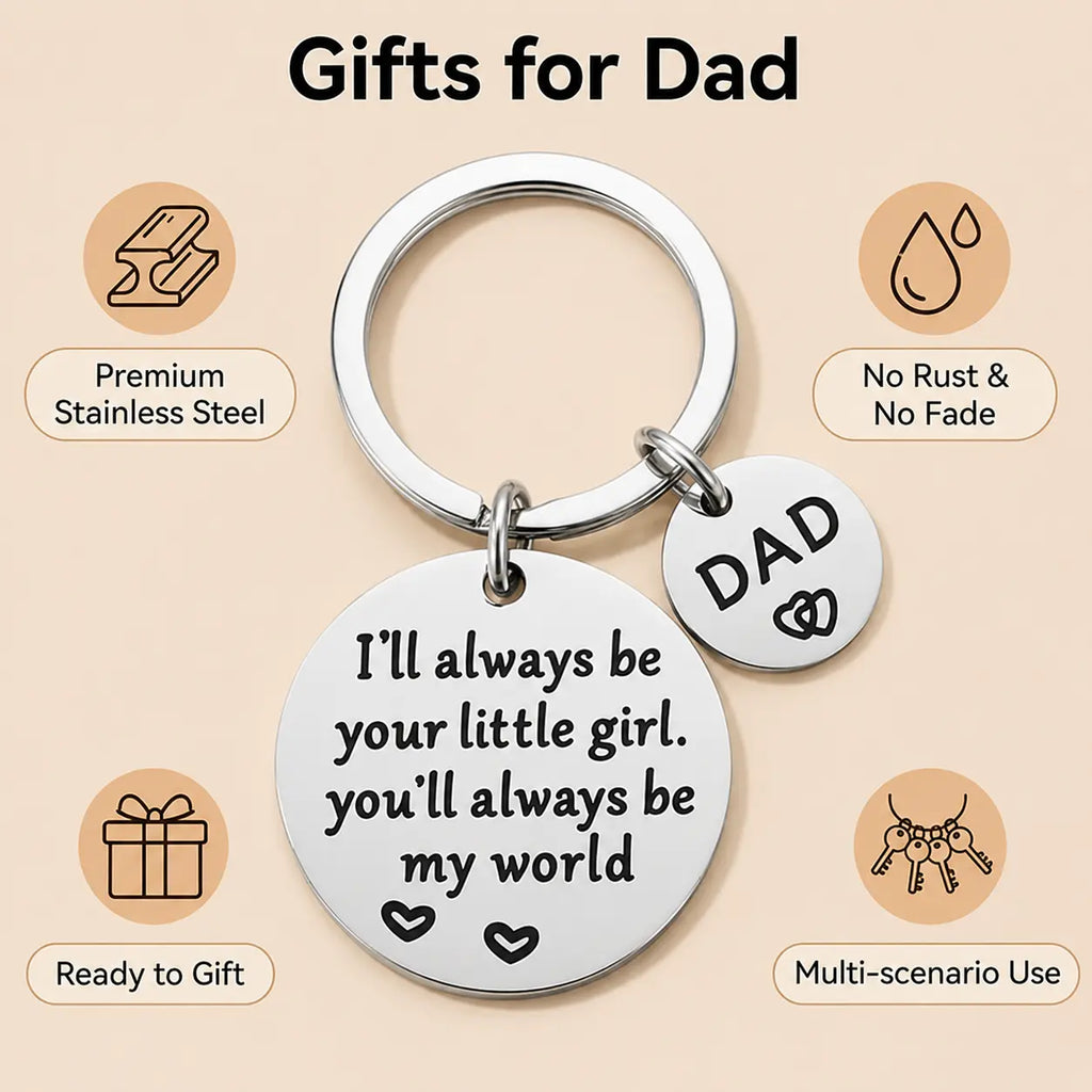 'Hero Dad' Engraved Stainless Steel Keychain - Personalized Father's Day & Birthday Gift from Kids