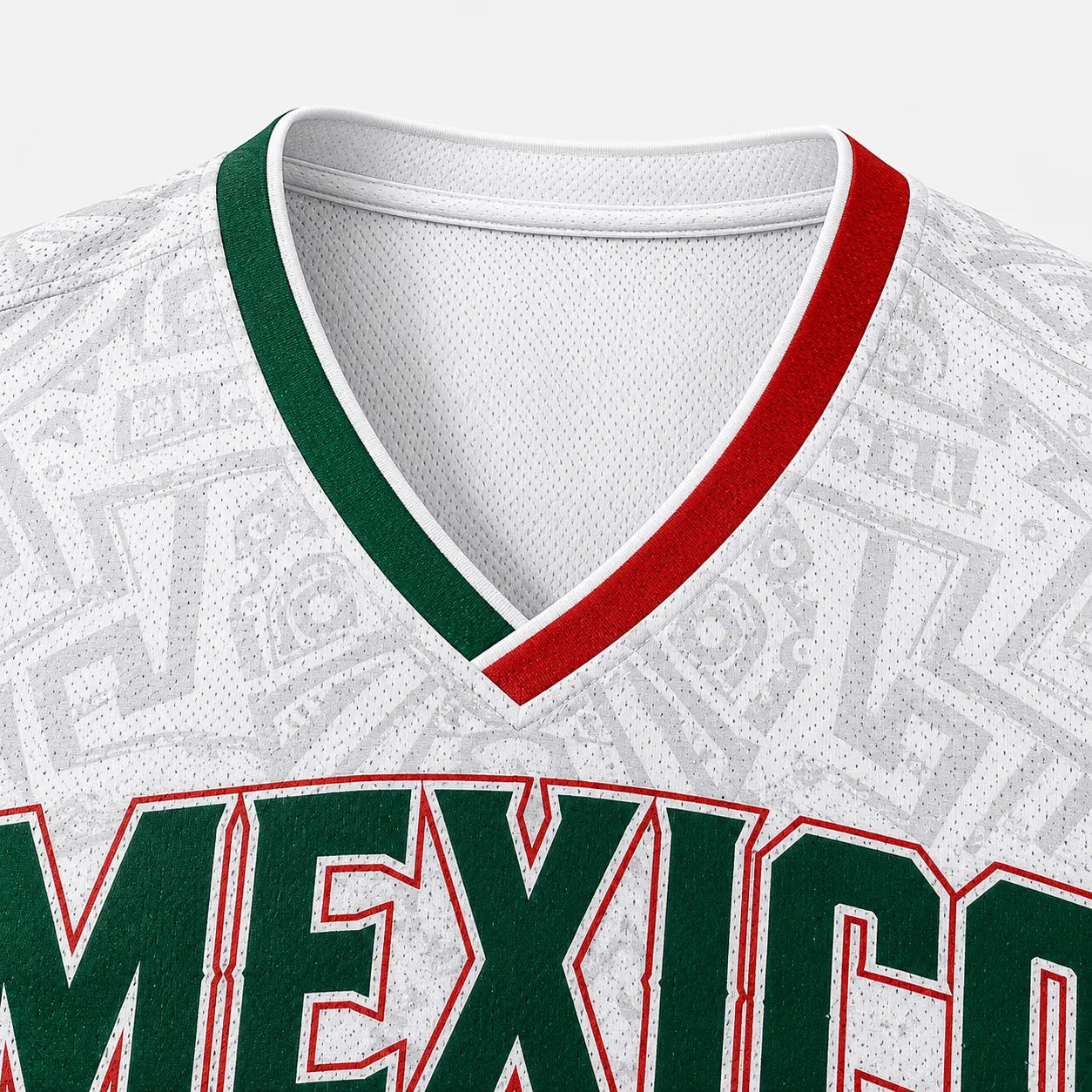 2026 Mexico Inspired V-Neck Soccer Jersey – Aztec Eagle, Serpent & Calendar Graphic Tee