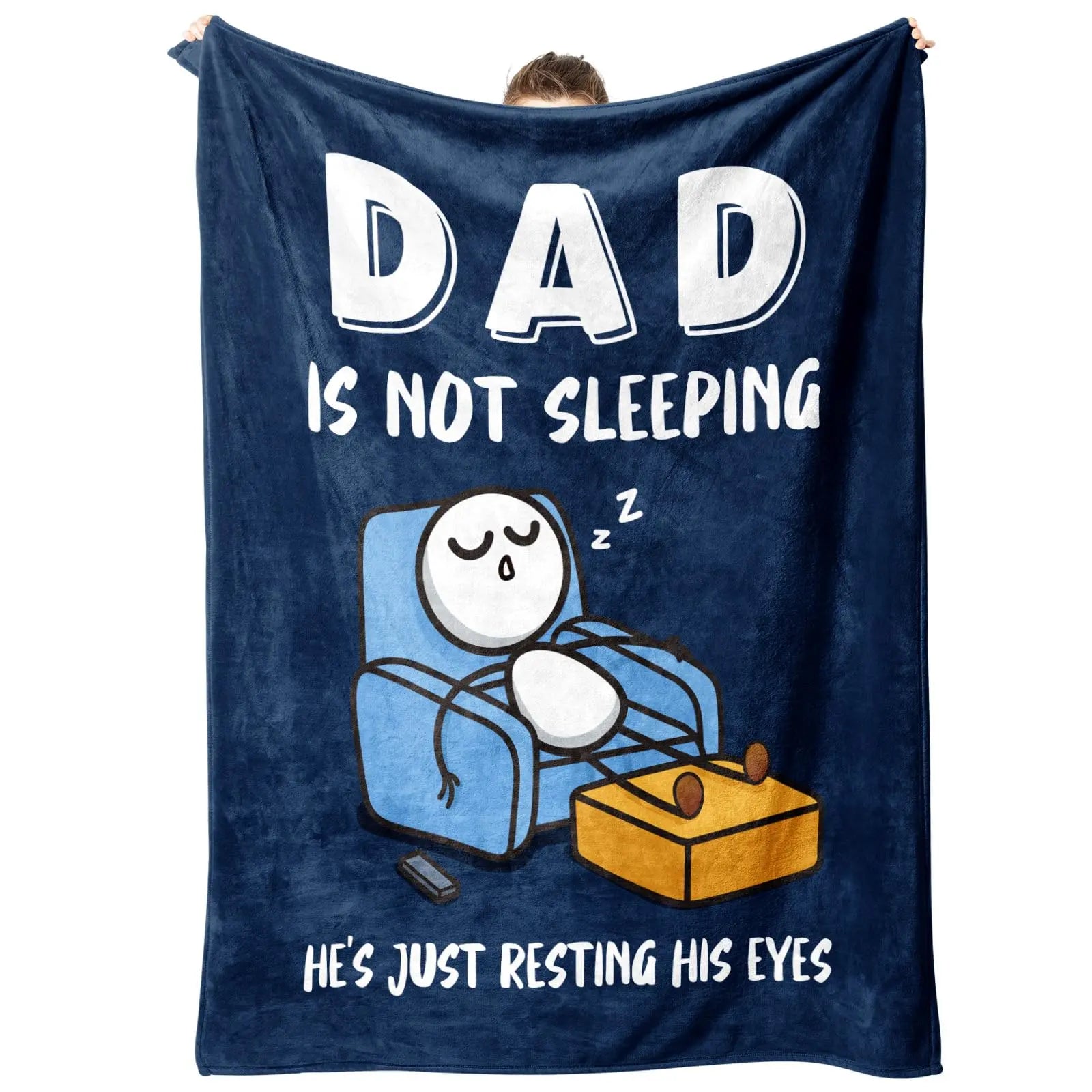 'Dad Is Not Sleeping' Funny Flannel Throw Blanket - Soft Father's Day & Birthday Gift for Dad/Husband