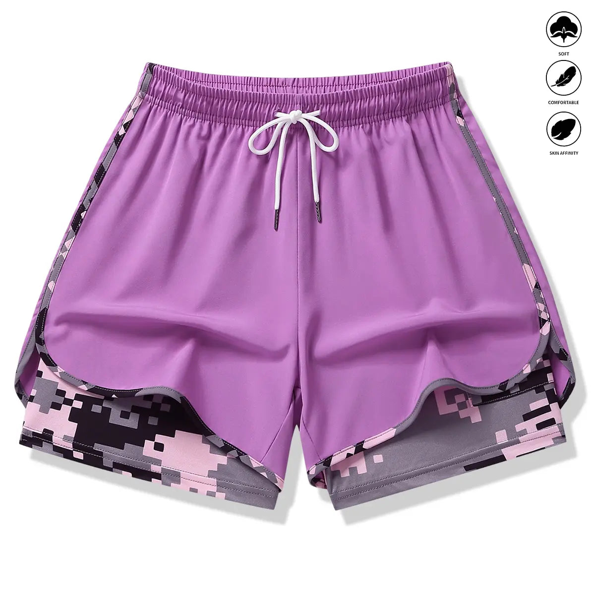 3-Pack Women’s Athletic Shorts with Liner – Drawstring Elastic Waistband Running Shorts