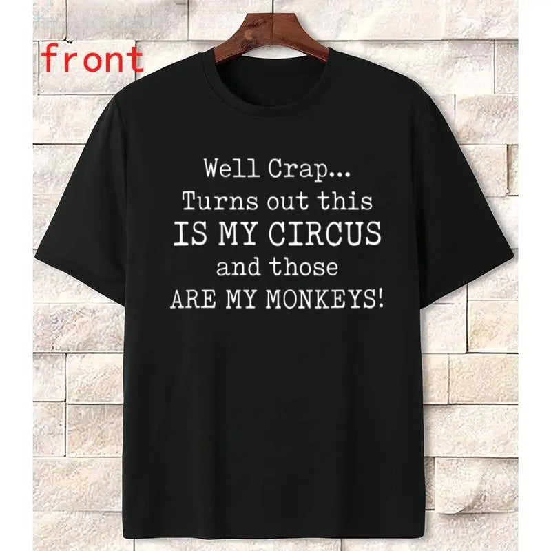 Men’s Comfortable Cotton T-Shirt Featuring Circus Monkeys Saying