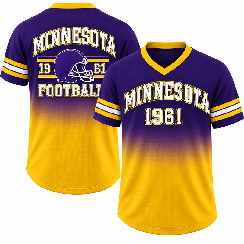 Game Day Gradient V-Neck Jersey – City Helmet Print Short-Sleeve Mesh Fan Shirt