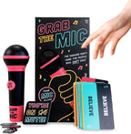 Grab The Mic Karaoke Party Game – Foam Microphone & 125 Cards Board Set