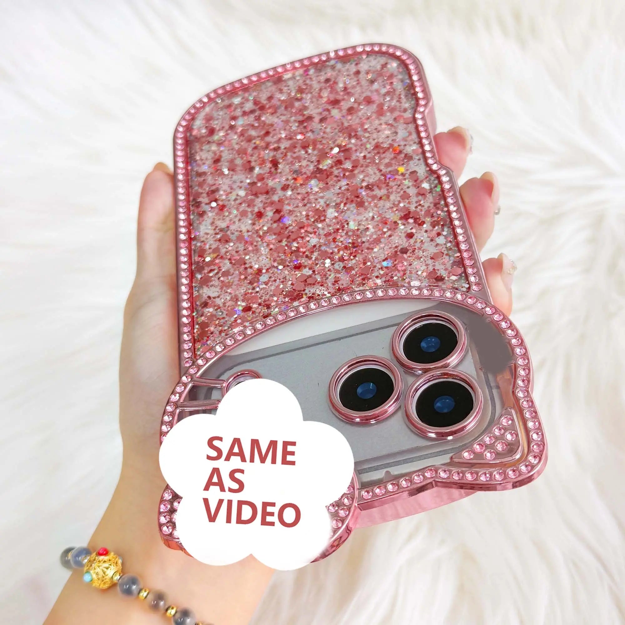 Cute Shiny Glitter Crystal Phone Case – Shockproof Camera Protection Cover for iPhone 16 Pro Max