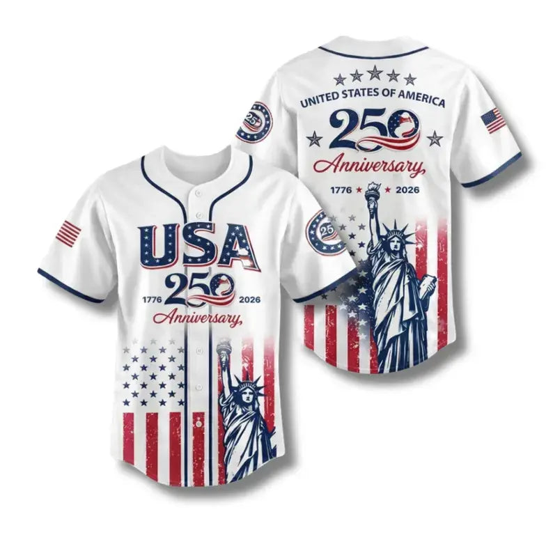 USA 250th Anniversary Statue of Liberty Baseball Jersey - 1776–2026 4th of July Patriotic Shirt