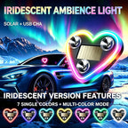 Solar-Powered Heart Neon Light – Multi-Mode Dynamic Car Interior Decor Accessory