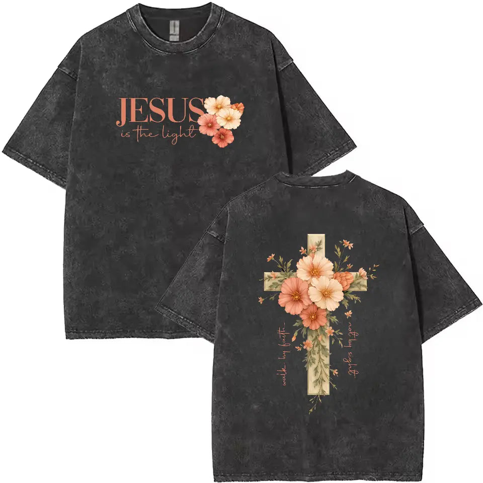 Faith Cross Christian Shirts for Women with Beautiful Floral Cross Print