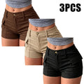 3-Pack Women’s Summer Cargo Shorts – Multi-Pocket Button Waist Versatile Trousers