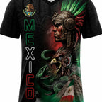Mexico Aztec Warrior 3D All-Over Print Shirt – Patriotic Eagle & Snake Sports Tee