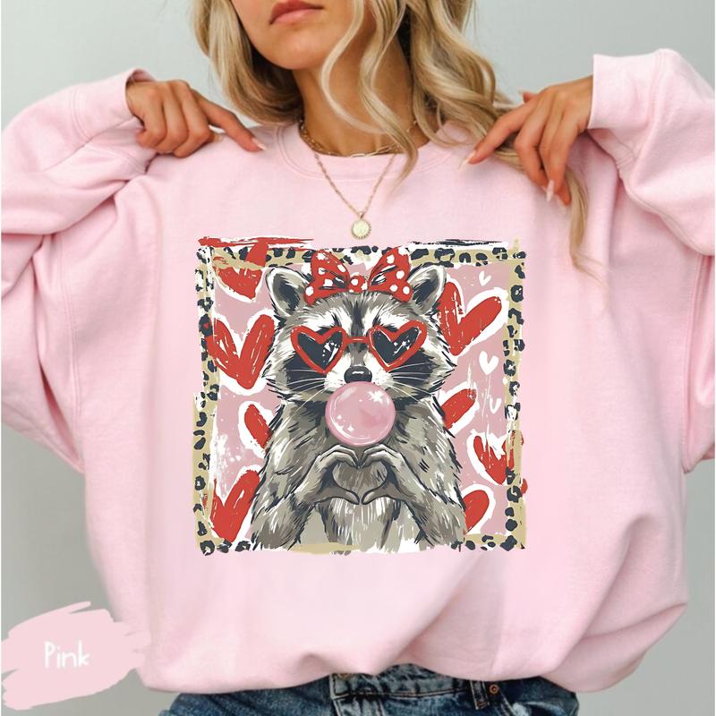 Leopard Raccoon Valentine's Sweatshirt | Cute Trendy Animal Love Tee