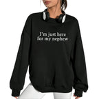 I'm Just Here For My Nephew Shirt - Funny New Auntie T-Shirt - Cute Auntie Graphic Tee for Women - Gift for Proud Titi & Future Aunt
