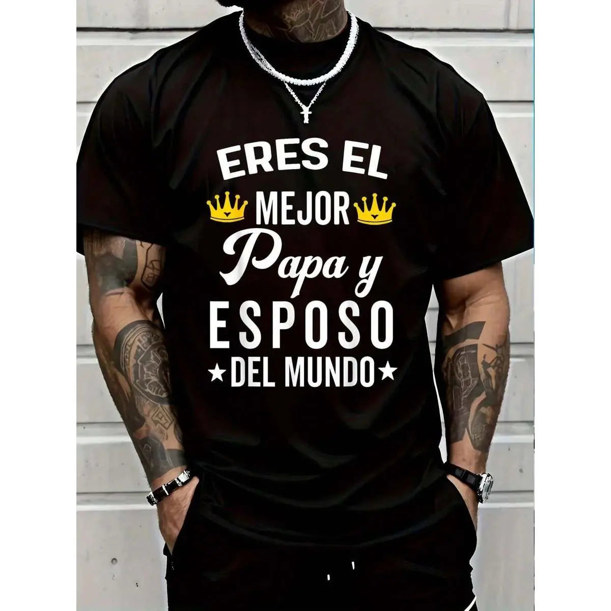Regalos Para Papa Día Del Padre 'Mejor Esposo' Camiseta | 100% Cotton Unisex Short Sleeve Graphic Tee