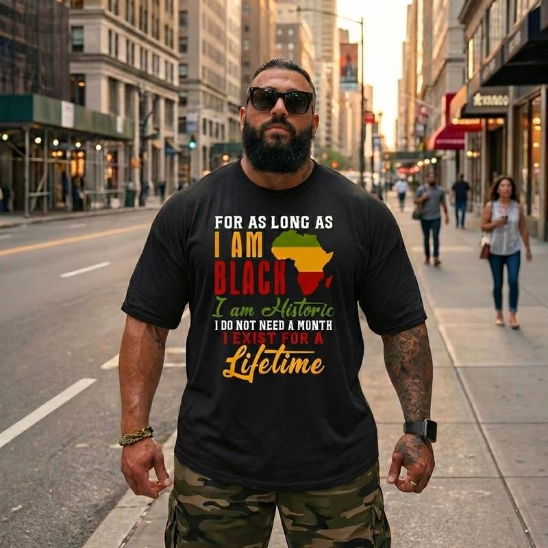 Black History Month Celebrations Bold Graphic Design I Am Black History Men's Cotton T-Shirt | Short Sleeve