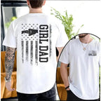 "Girl Dad" American Flag Fist Bump Tee: Vintage Double-Sided Graphic Shirt