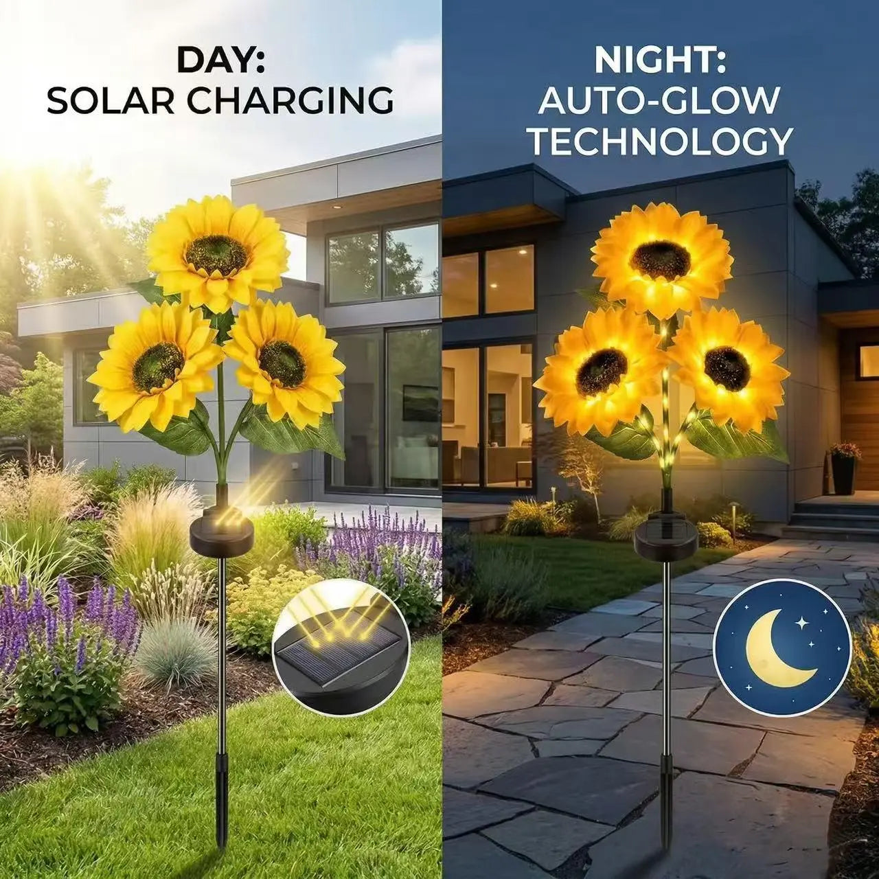 Solar Powered LED Sunflower Garden Lights (Waterproof Outdoor Decor)