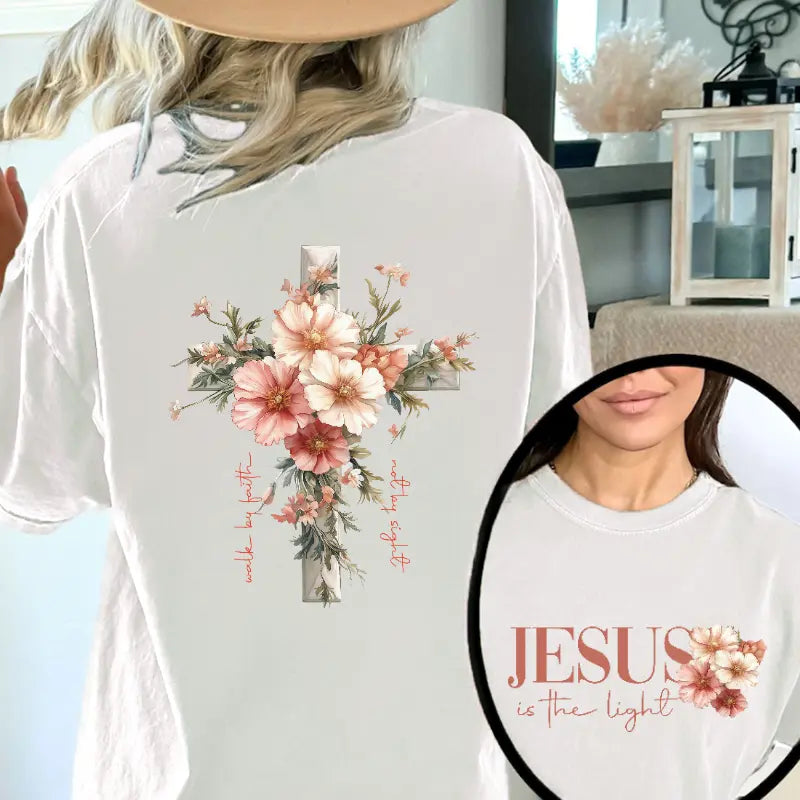 "Jesus Is The Light" Floral Christian Shirt | His Grace Is Enough Tee