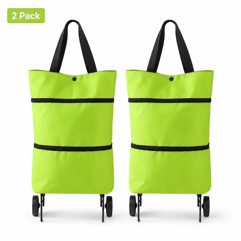 2-in-1 Foldable Rolling Shopping Tote Bag – Large Capacity Grocery Cart with Wheels