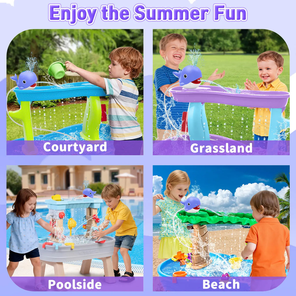 Rechargeable Whale Water Table Pump with Sprinkler - 3.5-Hour Runtime Summer Sensory Toy (Blue/Purple, Pump Only)