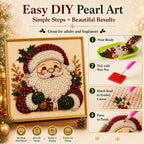 3D Beaded Christmas Pearl Diamond Painting – Xmas Wreath Stocking DIY Wall Decor