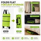 2-in-1 Foldable Rolling Shopping Tote Bag – Large Capacity Grocery Cart with Wheels