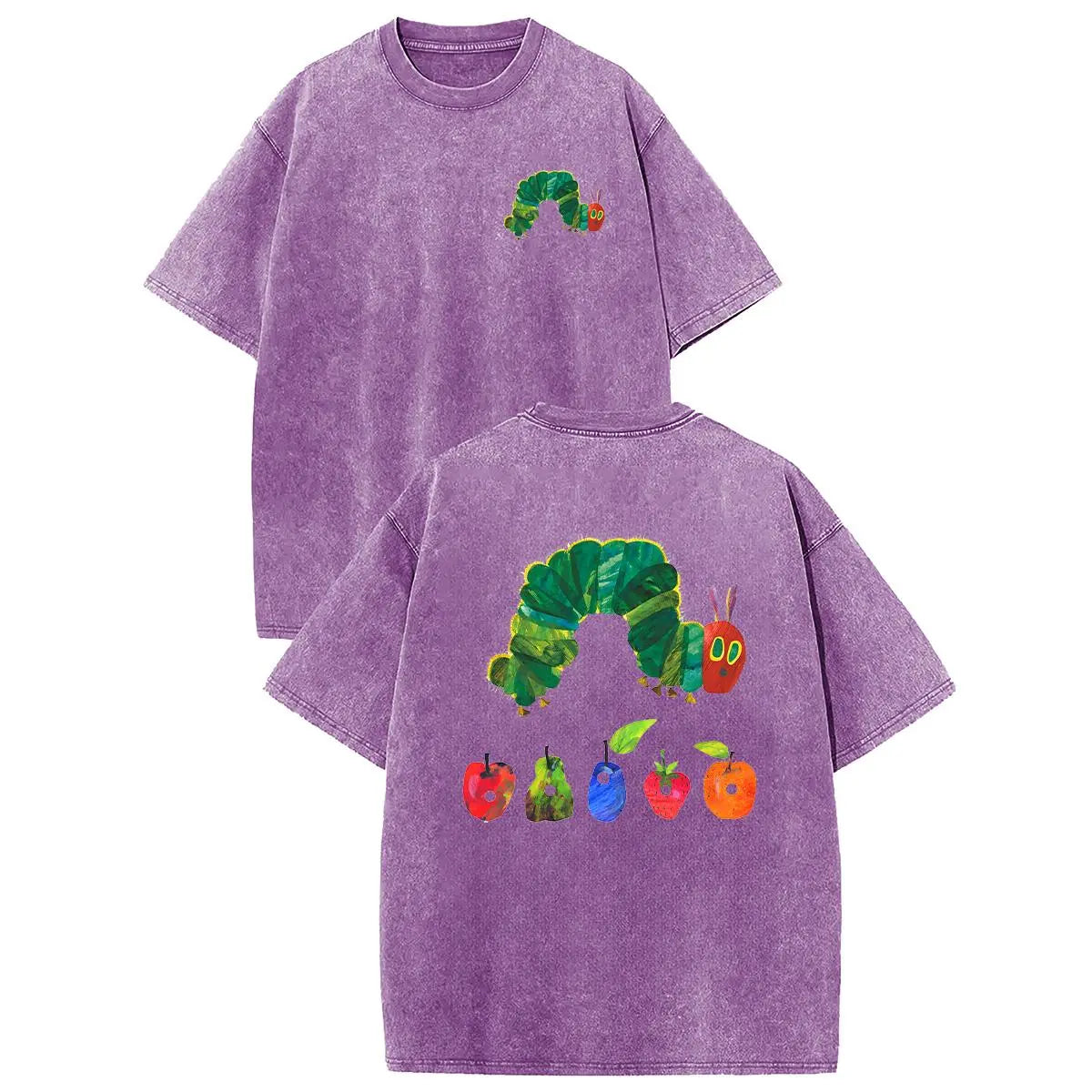 Holafish Retro Acid Wash Tee: "The Very Hungry Caterpillar" Heavyweight Streetwear