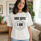 Christian Women's Graphic Tee – God Says I Am Inspirational Faith Soft Top