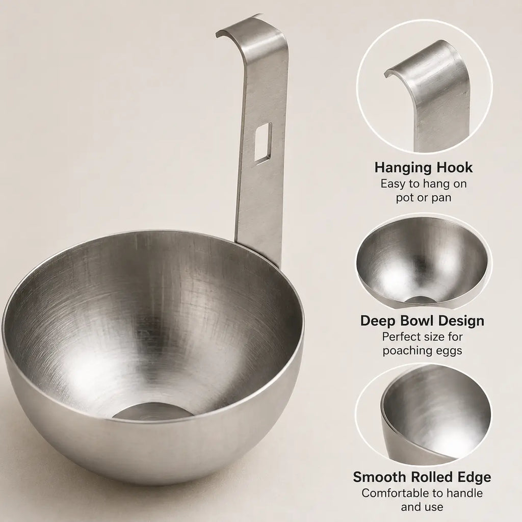 Stainless Steel Egg Poacher with Hanging Hook – Easy-Clean Kitchen Steamer (1-Pack)