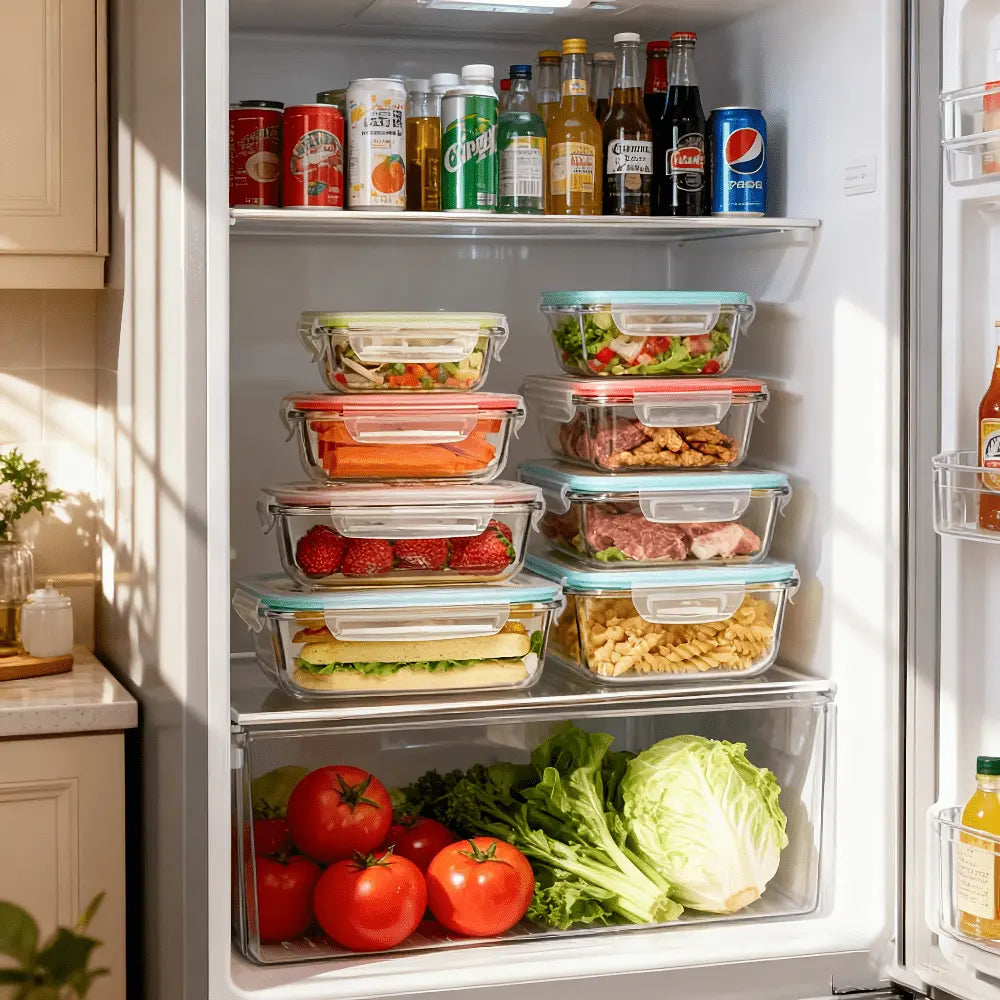 16-Piece Glass Food Storage Containers Set – Airtight Meal Prep & Kitchen Preservation Lids