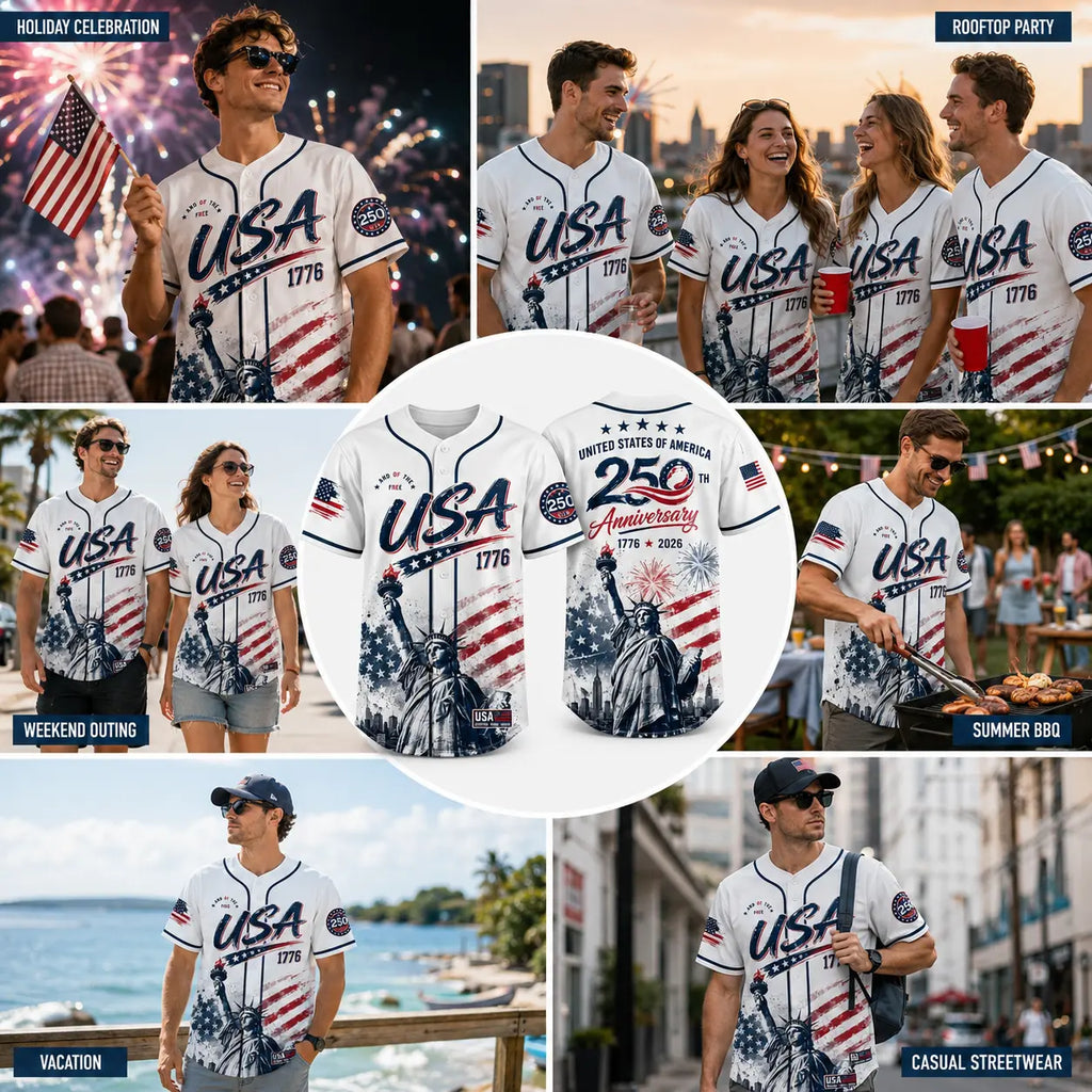 Comfort Colors USA 250th Anniversary Baseball Jersey – Patriotic 1776–2026 American Flag Liberty Eagle Shirt