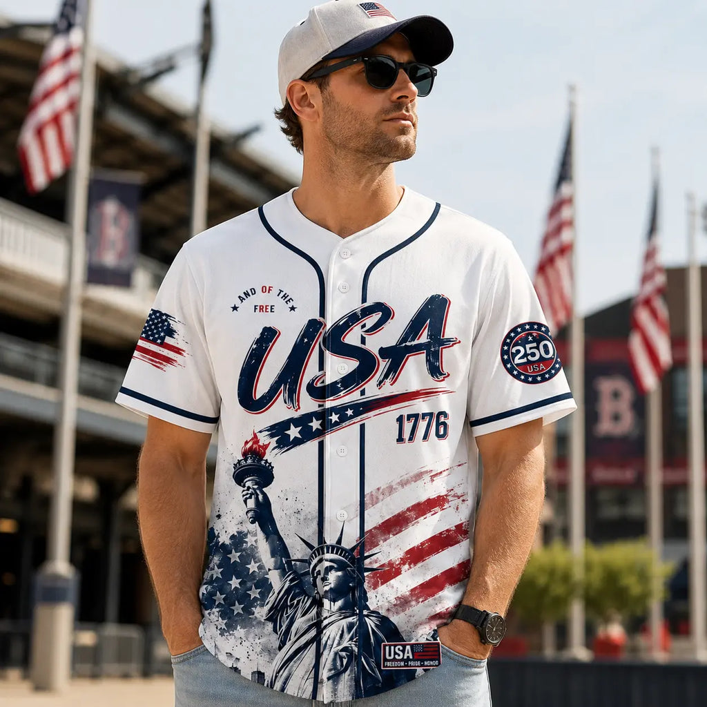 Comfort Colors USA 250th Anniversary Baseball Jersey – Patriotic 1776–2026 American Flag Liberty Eagle Shirt