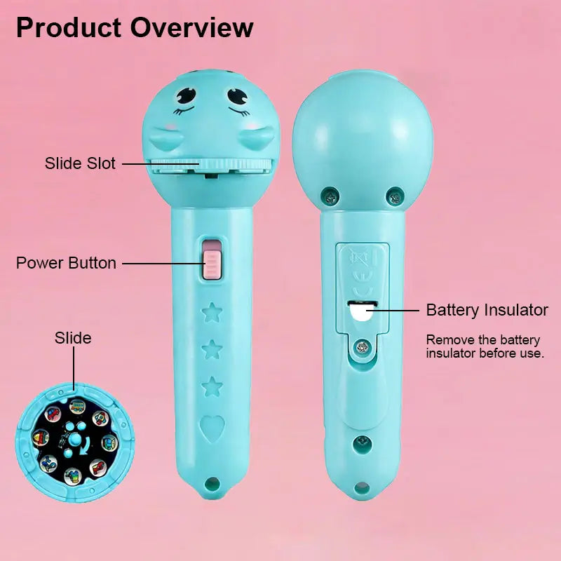 Kids Bedtime Story Projection Flashlight - 48 Pattern STEM Learning Toy with 6 Slides