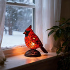Christmas Decoration Bird Statue Lamp, Hand-Painted Resin Cardinal Light, Bedside Living Room Bedroom Home Decor