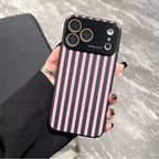 Retro Stripe High-Contrast Phone Case – Skin-Friendly Anti-Drop Lens Cover for iPhone 17 Pro Max