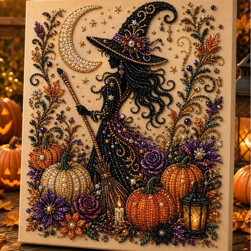 Halloween Ghost Pearl Art DIY Kit – Spooky Cute 3D Craft Gift for Fall Home Decor