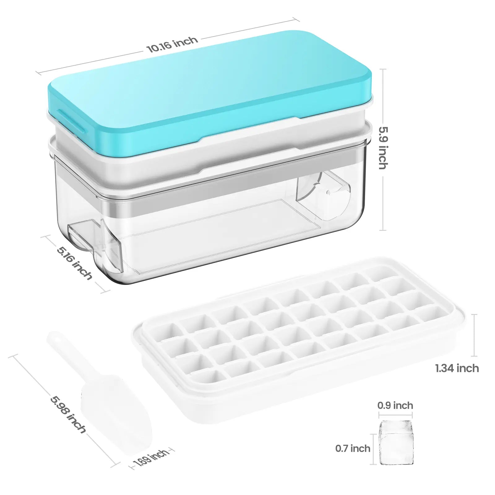 Stackable Ice Cube Tray Set with Lid, Storage Bin & Scoop - BPA-Free, Easy-Release (64/96 Capacity)
