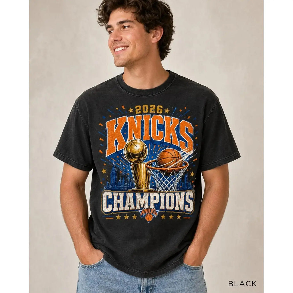 New York 2026 Cotton T-shirt, Knick Champs City Hoops Basketball Tee for Sports Fans Gift
