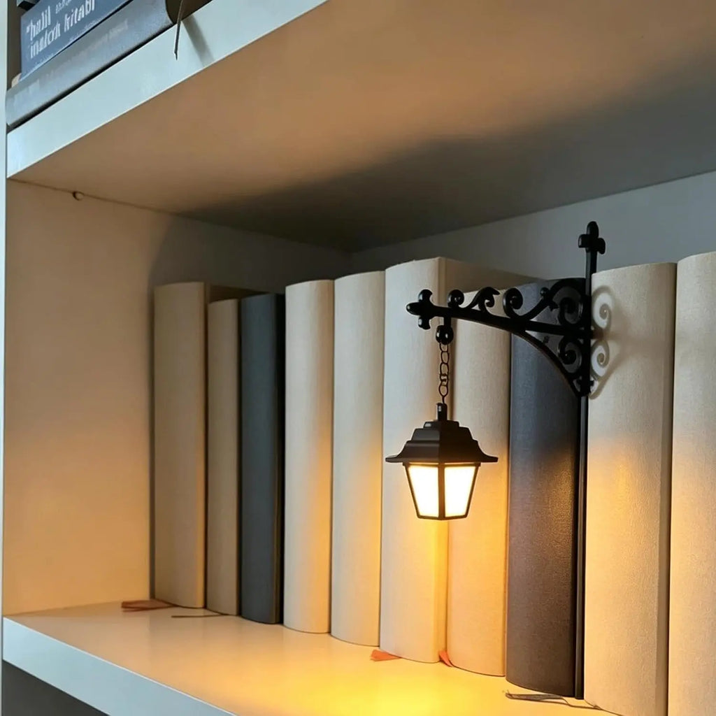 Library Lantern Decorative Bookshelf Lighting – Miniature Hanging Shelf LED Nightlight