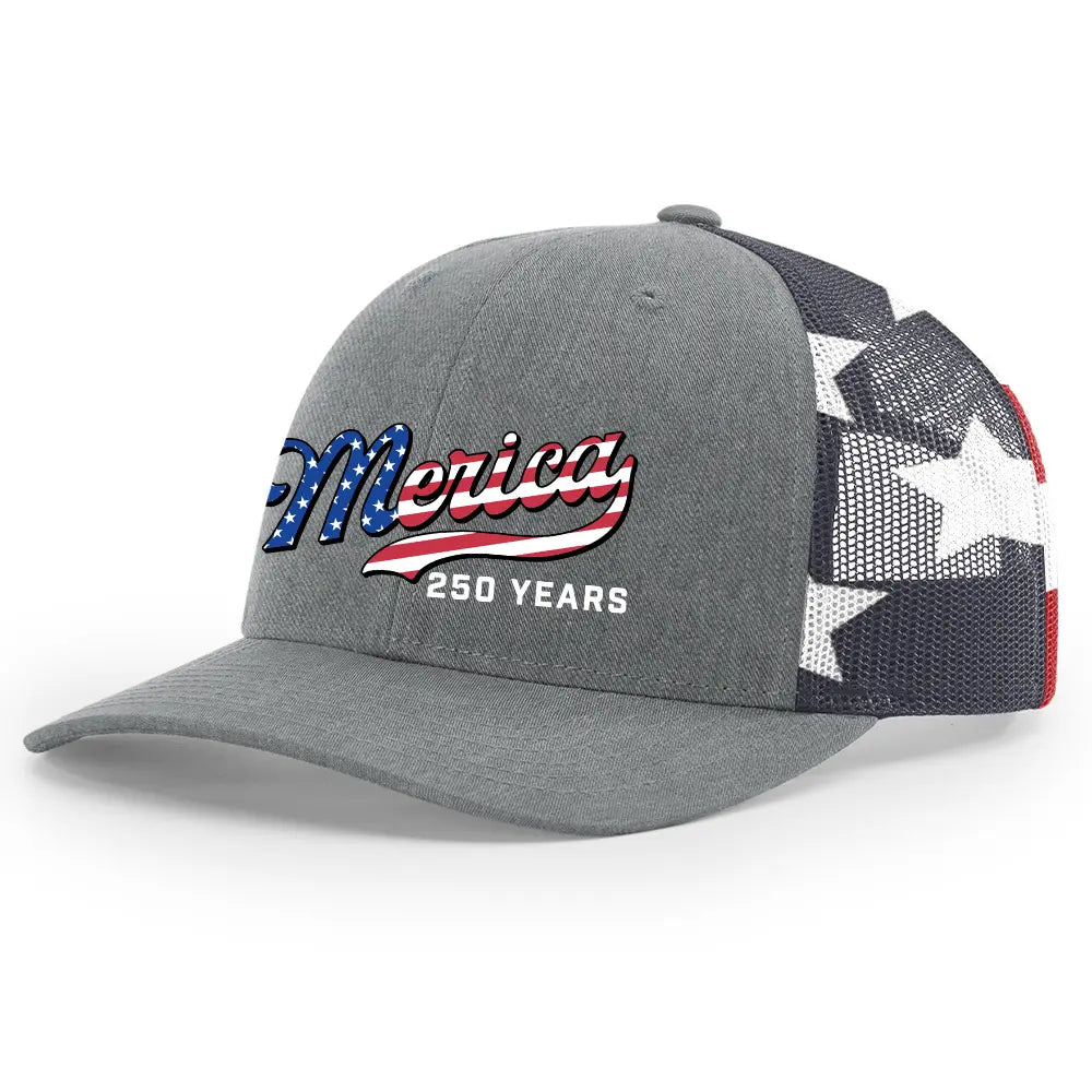 USA 250th Anniversary Patriotic Embroidered Mesh Trucker Hat