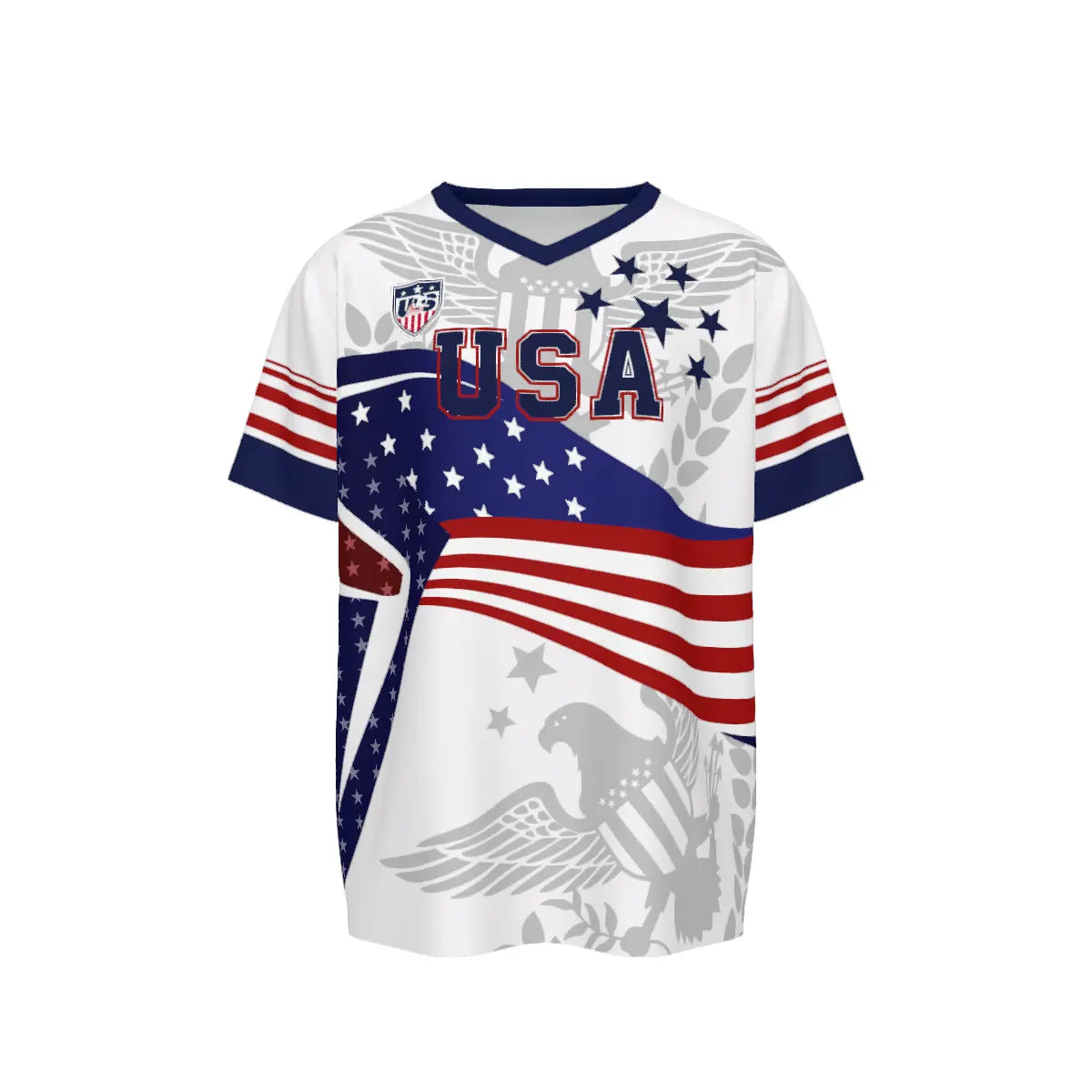 2026 USA Bald Eagle Graphic V-Neck Soccer Jersey – Patriotic Sports Fan Shirt
