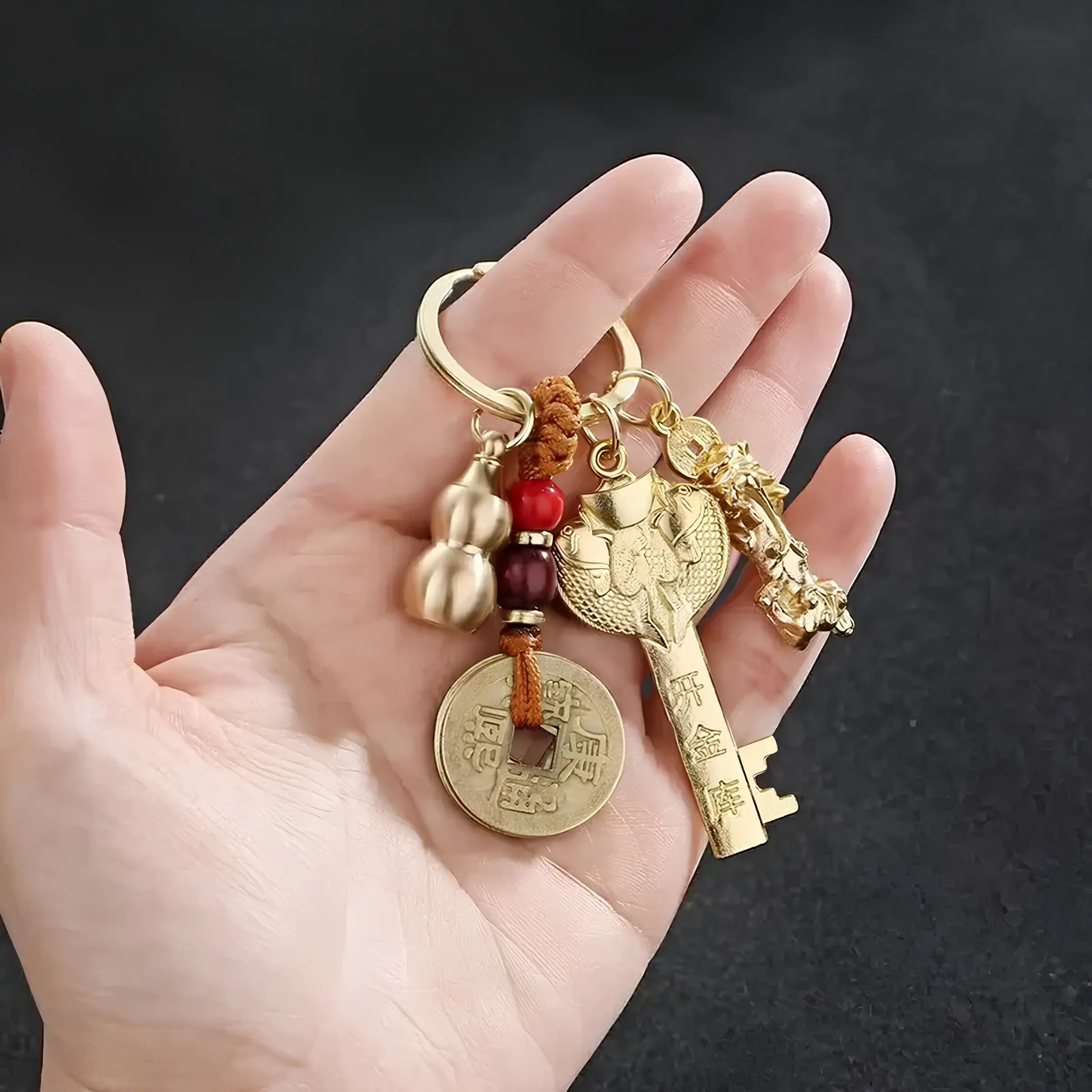 Feng Shui Five Blessings Good Luck Amulet Set – Wealth & Health Charm Gift Bag